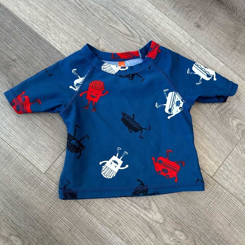 10/20$ JOE FRESH Baby Fun Food Print Rash Guard Swim Shirt 6-12 months